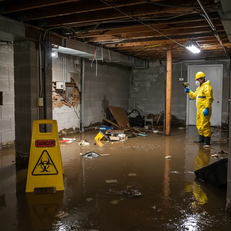 Flooded Basement Electrical Hazard in Middletown, IN Property